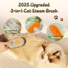 3-in-1 Self-Cleaning Pet Brush with Spray For Cats & Dogs Shedding & Grooming