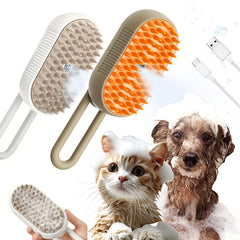 3-in-1 Self-Cleaning Pet Brush with Spray For Cats & Dogs Shedding & Grooming