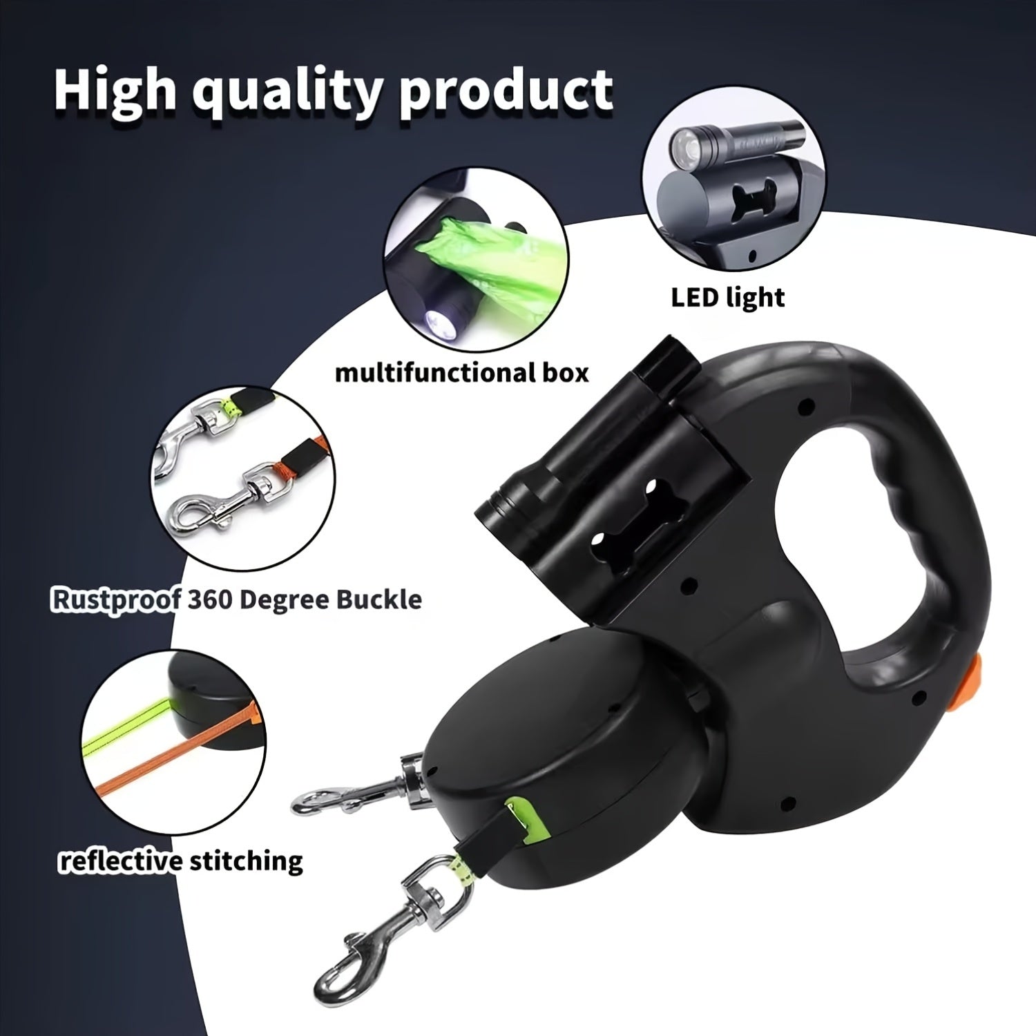 2-in-1 Retractable Dog Leash