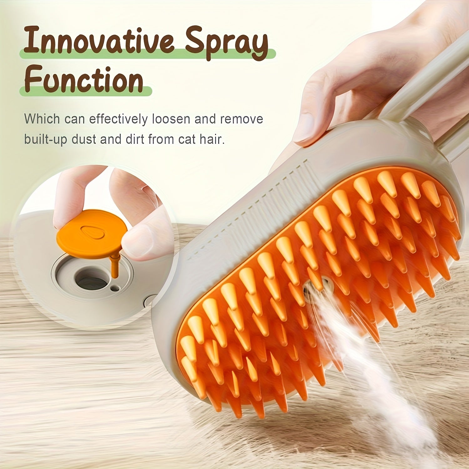 3-in-1 Self-Cleaning Pet Brush with Spray For Cats & Dogs Shedding & Grooming