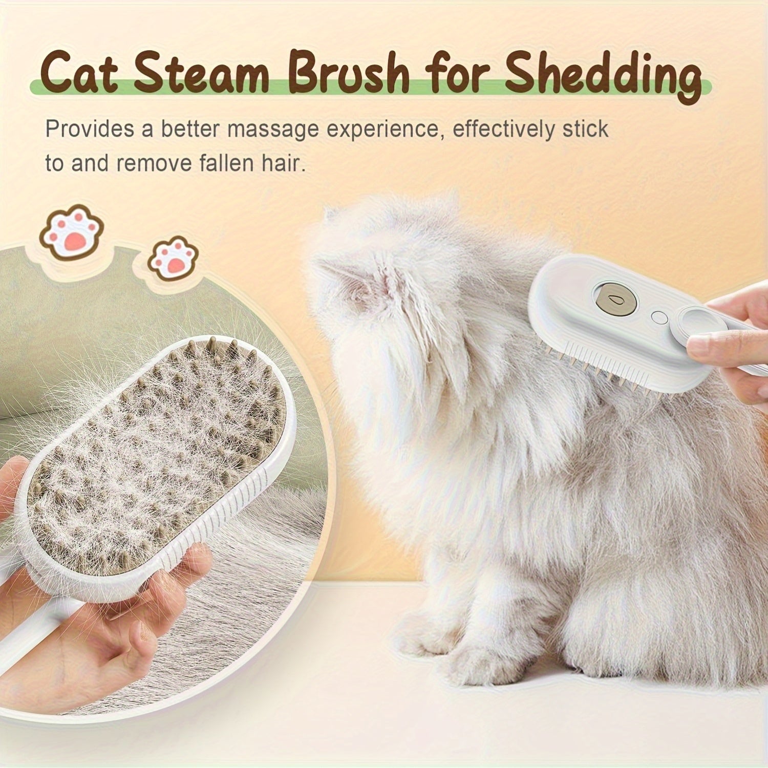3-in-1 Self-Cleaning Pet Brush with Spray For Cats & Dogs Shedding & Grooming